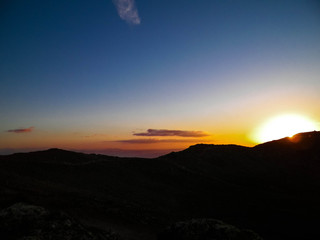 Beautiful sunset over extinct volcano Montana Roja, Lanzarote.
