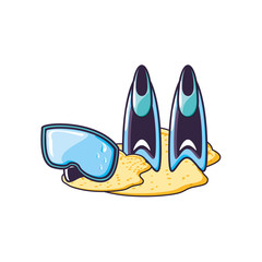 equipment of snorkel in the beach