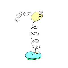 spring in a turquoise boot, jumped out of the eye, cartoon drawing.