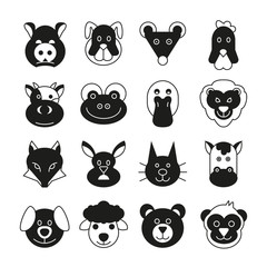 animal head icons set
