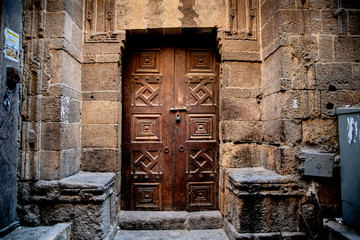 House entrance in the niche of an alley in Cairo