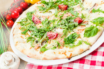 Pizza Margherita or Margarita with Mozzarella cheese, tomato