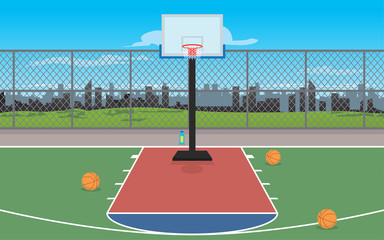 landscape of outdoor basketball court in the daytime