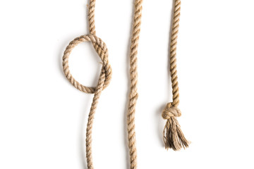 nautical rope knot isolated on white background.