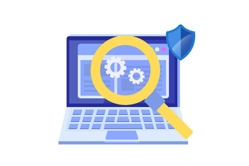 Software or application flat vector concept.  Debugging development process. Vector illustration.