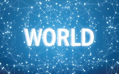 World on digital interface and blue network background