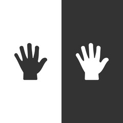 Fototapeta na wymiar Body senses tact. Hand icon on black and white background