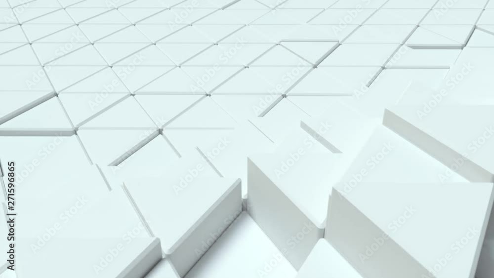 Poster abstract background with white moving triangles. geometric footage with abstract wave effect. motion