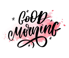 Good Morning lettering text slogan calligraphy black