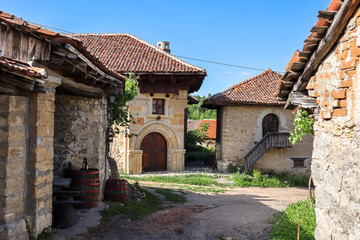 Fototapeta na wymiar Wine cellars in old rustic vintage houses in Rajacke pimnice near the village Rajac in Negotin region of Serbia