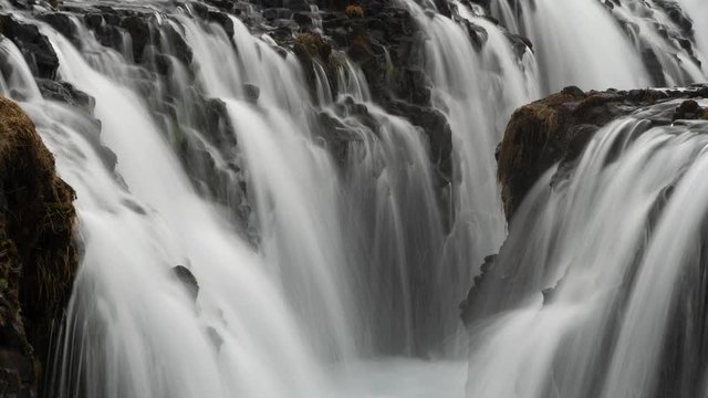 Slow motion time lapse Bruarfoss waterfall tilt down zen meditation relaxing.mov