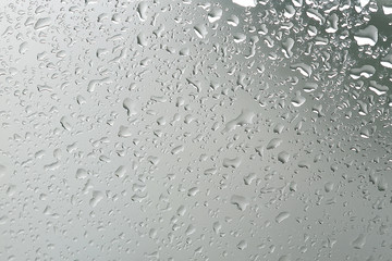 wet glass background condensate / abstract rain, drops texture on transparent glass