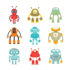 Fotobehang Robot robot karakter iconen set