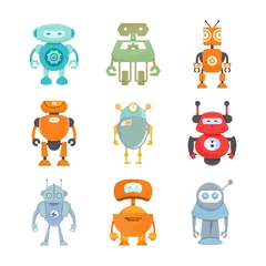 Foto op Aluminium Robot robot karakter iconen set