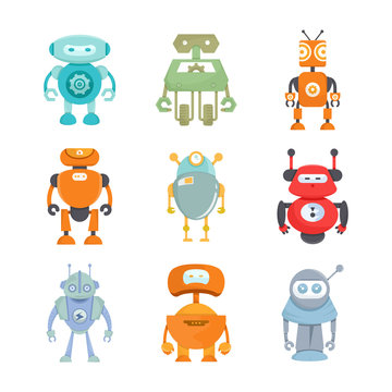 robot character icons set