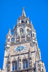 tower with clock of New Town Hall in Munich 