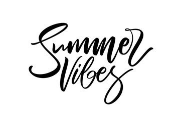Handwritten calligraphic type lettering composition of Summer Vibes on white background