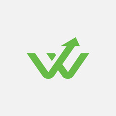 LETTER W UP GROWTH BUSINESS LOGO VECTOR ICON TEMPLATE