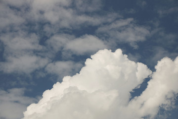 Clear blue sky with cumulus and cirrus clouds. Sunny weather. Joyful mood. High pressure. Clean air...