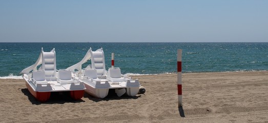 Obraz premium Pedal boats with slide for ride