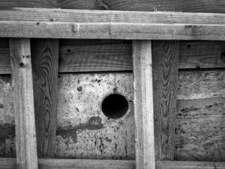 a wooden staircase beside the concrete Foundation