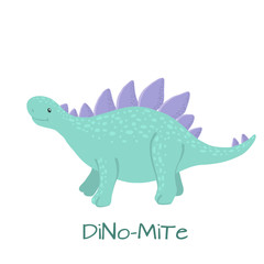 Cute baby stegosaurus dinosaur isolated on white.