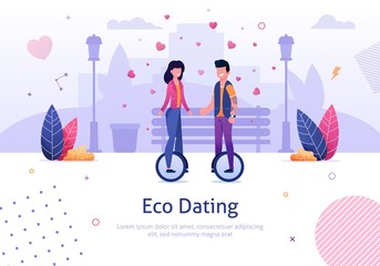 Eco Dating Man and Woman Ride Monocycle in Park © pavelvinnik