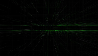 Abstract green technology background with the horizon, rectangles and perspective. Computer-generated image  for banners, posters, web-design