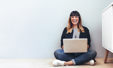 Woman enjoying working from home