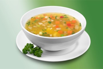 Vegetable soup isolated on a white background