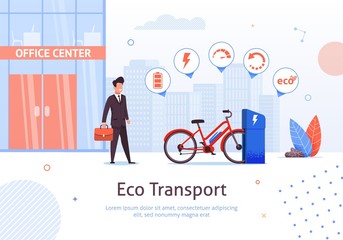 Eco Transport. Businessman with Electric Bike