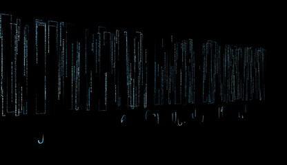 Pixel field of particular dots and vertical lines, Abstract tech stripe. barcode.