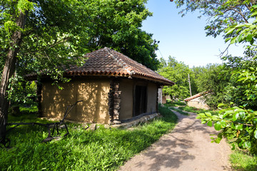 Fototapeta na wymiar Wine cellars in old rustic vintage houses in Rogljevacke pimnice near the village Rogljevo in Negotin region of Serbia