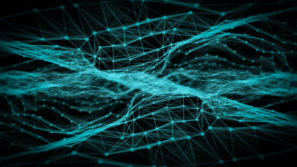 Blurry Global digital Network, abstract background.Wireframe of network communications. Digital concept of molecular polygonal shapes.
