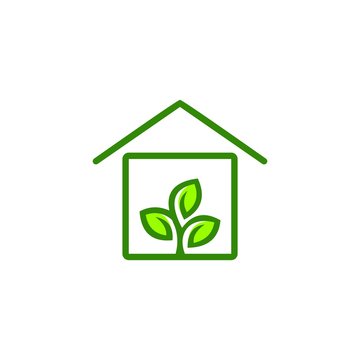 simple minimalist green house vector logo design