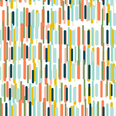 Linear geometric seamless pattern. Textured background with sticks, squares, strips. Vector illustration.  