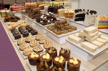 A Large Display of Freshly Baked Cakes and Desserts.