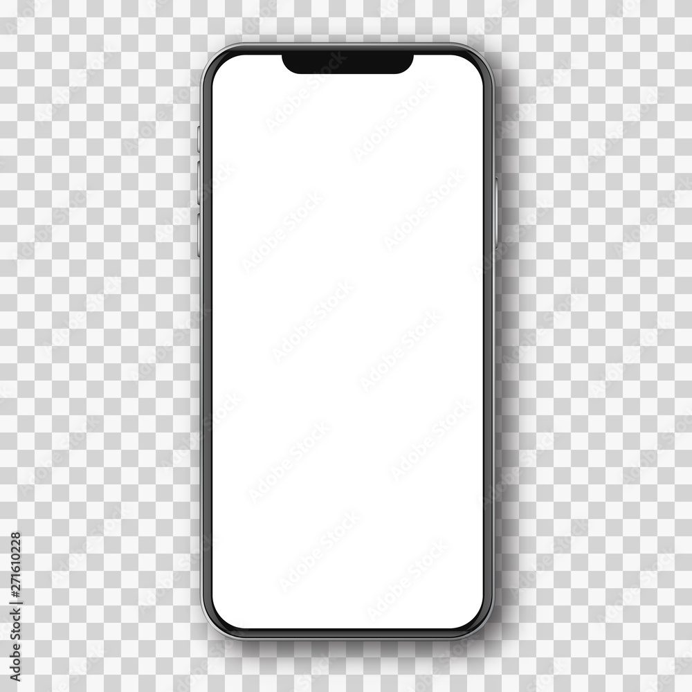 Wall mural mobile phone white mockup .