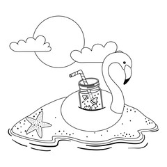 Summer and vacation flamingo float design