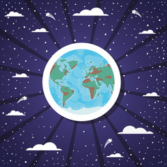 Obraz na płótnie Canvas planet sticker over striped background design vector illustration