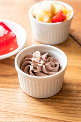 chocolate mousse in bowl