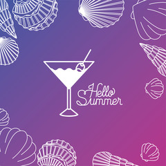 Hello summer and vacation silhouette design