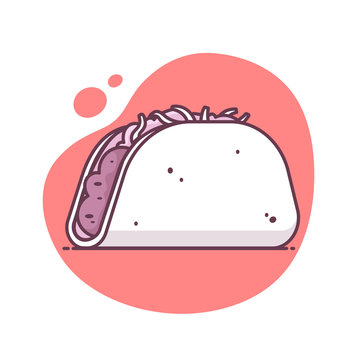 recommend clip art: Taco icon in mono line art style vector illustration