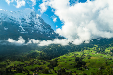 The great north wall of Eiger, seen from Grindelwald, Switzerland.