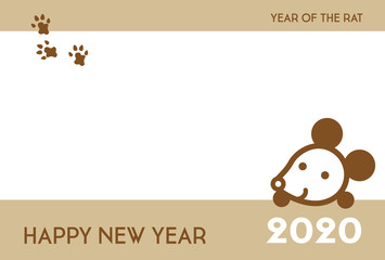 子年　ねずみのシンプルでかわいい年賀状イラスト