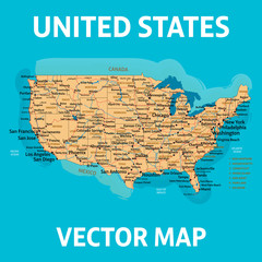 US vector map. Map of United States of America. High detalization