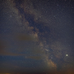 Bright stars of the Milky Way galaxy in the night sky. Outer space photographed with long exposure.