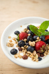 Porridge with fresh fruits for breakfast
