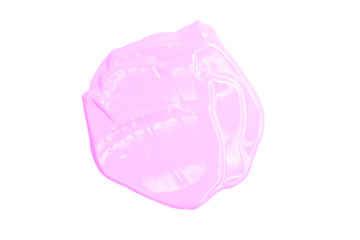Pink Lipstick smudge isolated on white. Top view, flat lay.