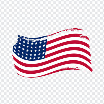 USA Flag isolated. Flag of USA, brush stroke background. Flag United States of America on transparent background. Flag USA for your web site design, logo, app, UI. Stock vector.  EPS10.